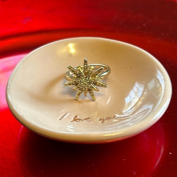 Starburst Art Deco Inspired Ring Gold Plated Fashion Jewelry - Picture 4 of 8